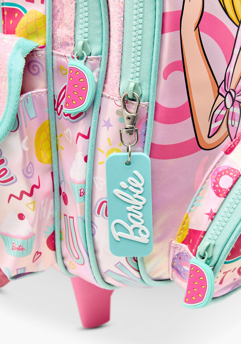 Barbie Print Trolley Backpack with Adjustable Shoulder Straps - 16 inches