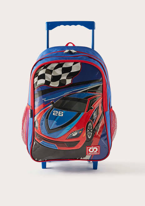 Racing car Print 5-Piece 16-inch Trolley Backpack Set -