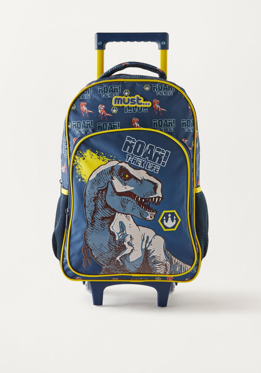 Must 5-Piece Dinosaur Print 16-inch Trolley Backpack Set