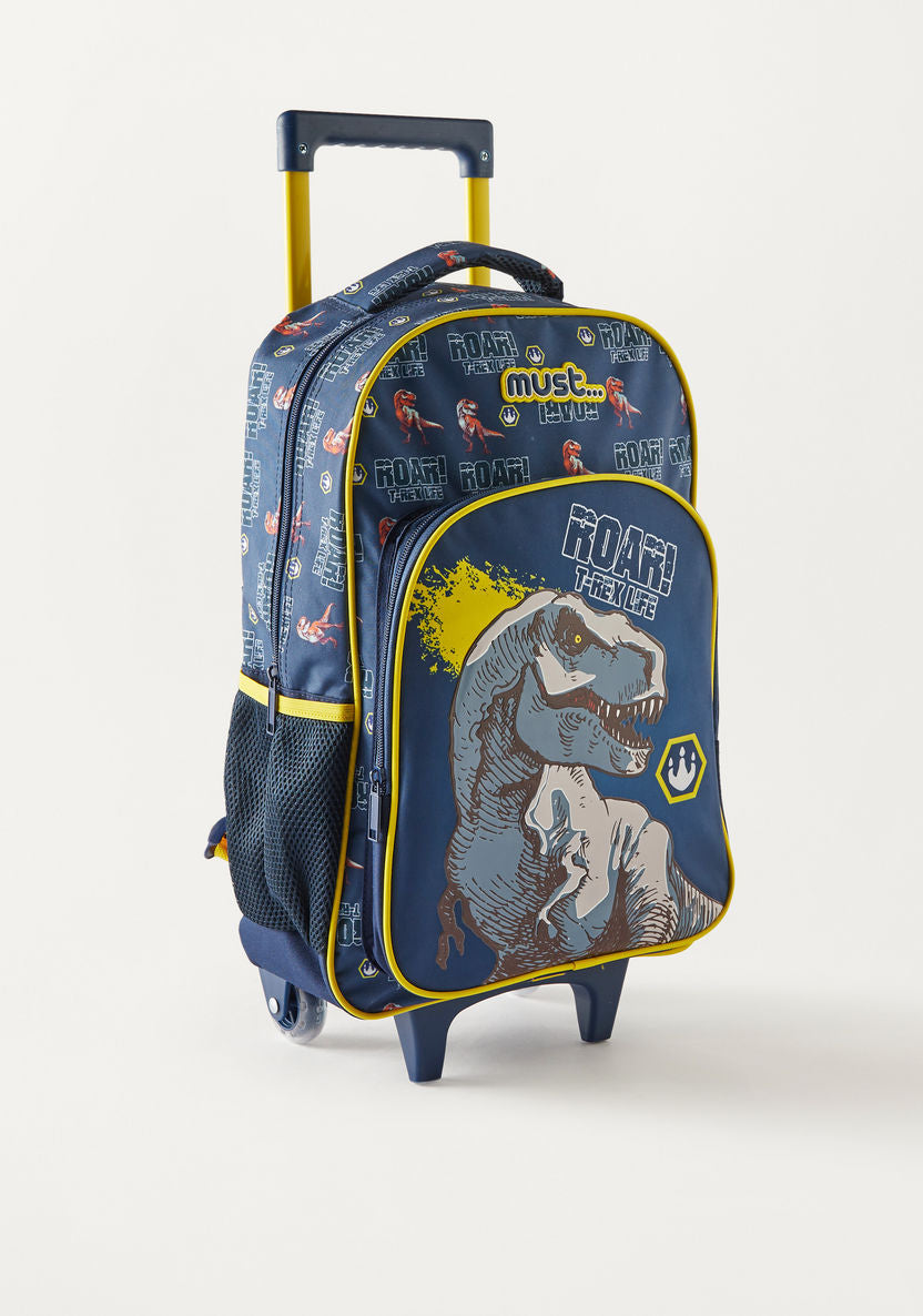 Must 5-Piece Dinosaur Print 16-inch Trolley Backpack Set