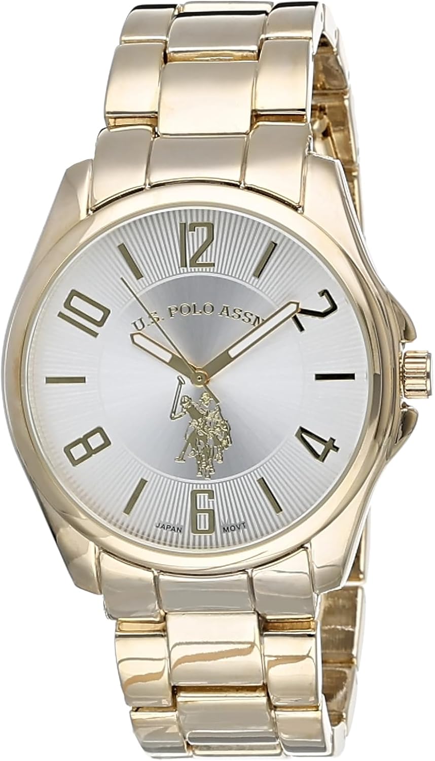 U.S. Polo Assn. Men's Gold-Tone Watch with Logoed Dial and Quartz Movement