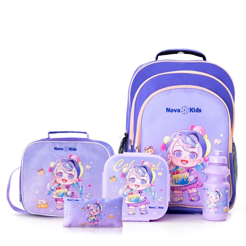 Nova Kids 16 Inch School Bag Set Of 5 - Birthday - Purple