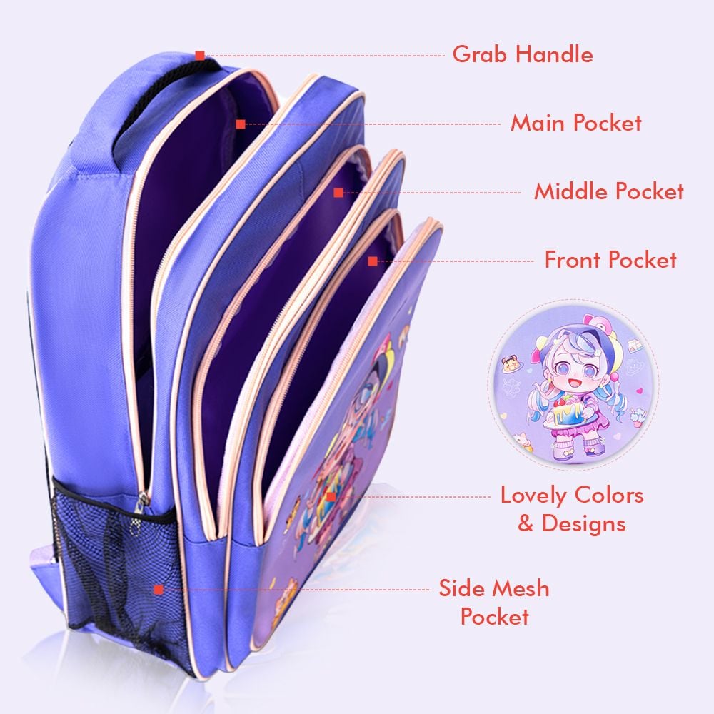 Nova Kids 16 Inch School Bag Set Of 5 - Birthday - Purple