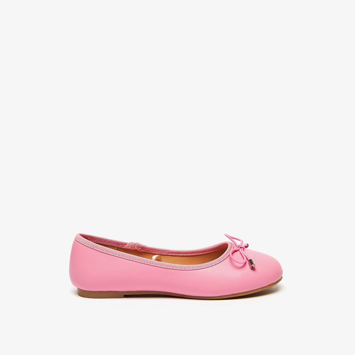 Little Missy Solid Slip-On Round Toe Ballerina Shoes with Cushioning