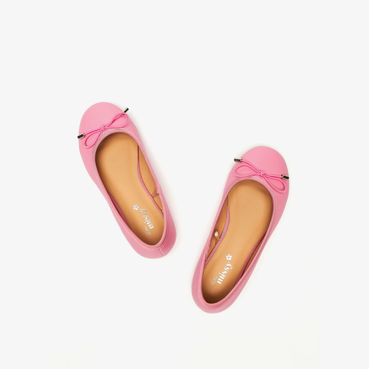 Little Missy Solid Slip-On Round Toe Ballerina Shoes with Cushioning