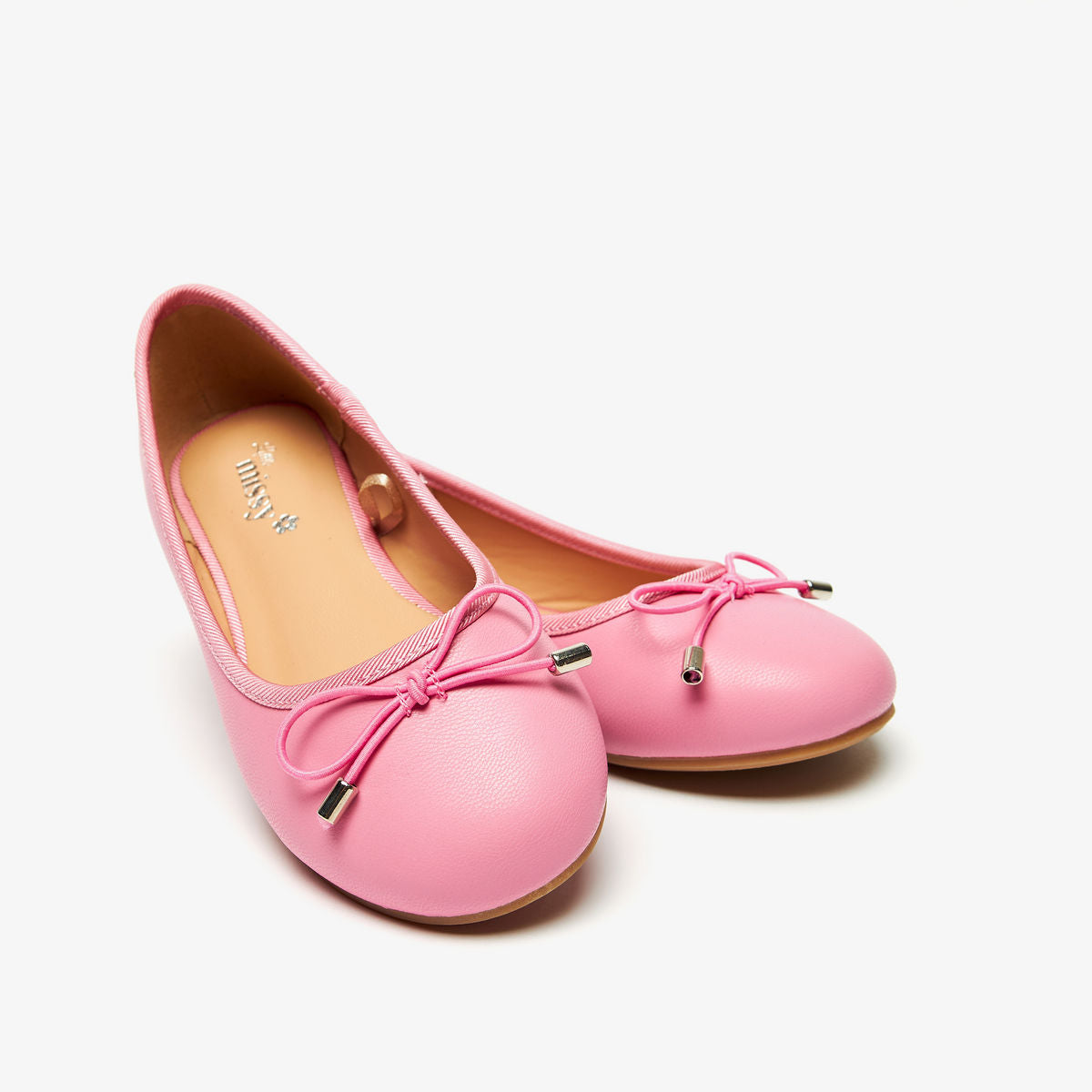 Little Missy Solid Slip-On Round Toe Ballerina Shoes with Cushioning