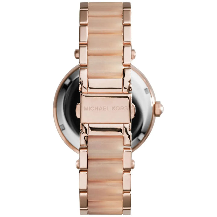 Michael Kors Parker Rose Gold Stainless Steel Rose Gold Dial Quartz Watch for Ladies - MK-6176