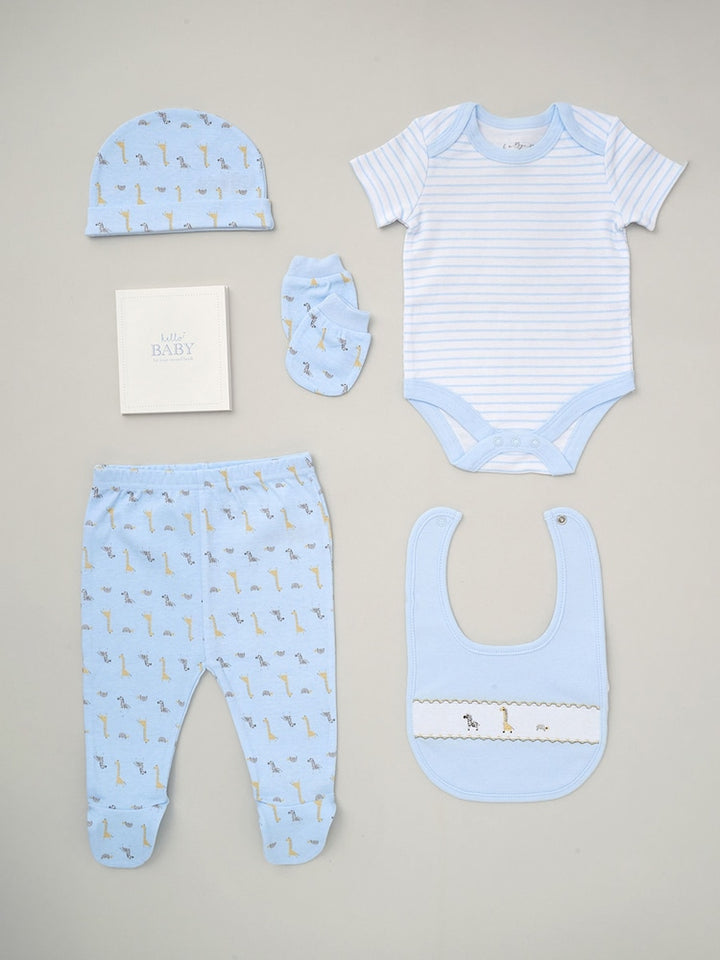 Rock-A-Bye Baby Boutique
Blue 100% Cotton Print
Baby Gift Set 6 Piece