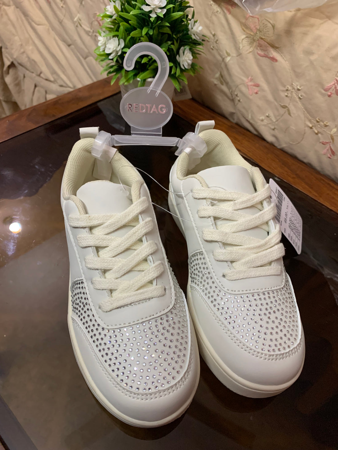 Redtag Kids’ Girls white studded chunky shoes