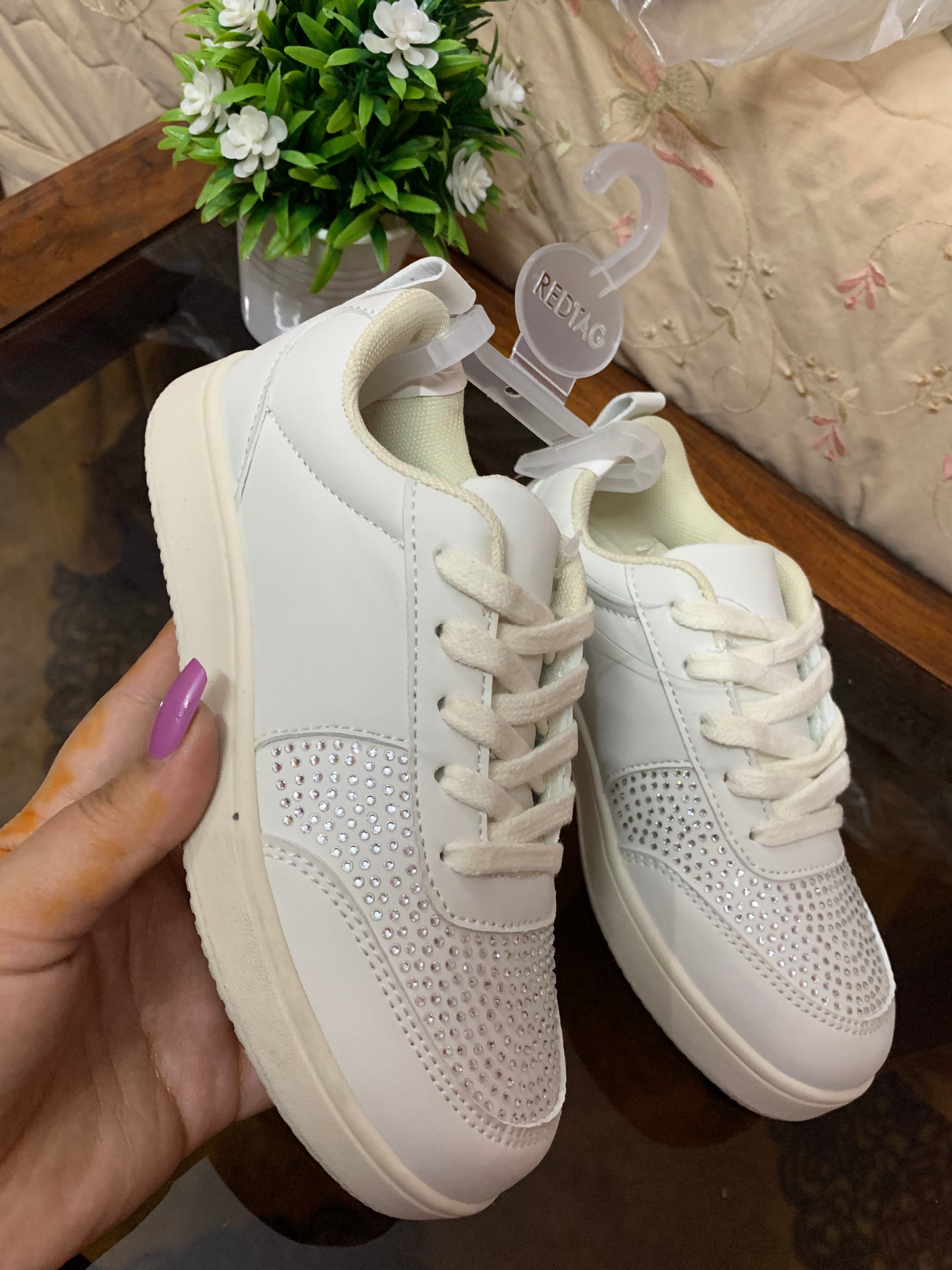 Redtag Kids’ Girls white studded chunky shoes