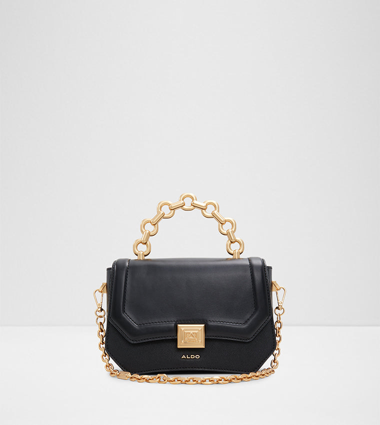 ALDO AMABELLA CHAIN ACCENT TOP HANDLE BAG (BLACK)