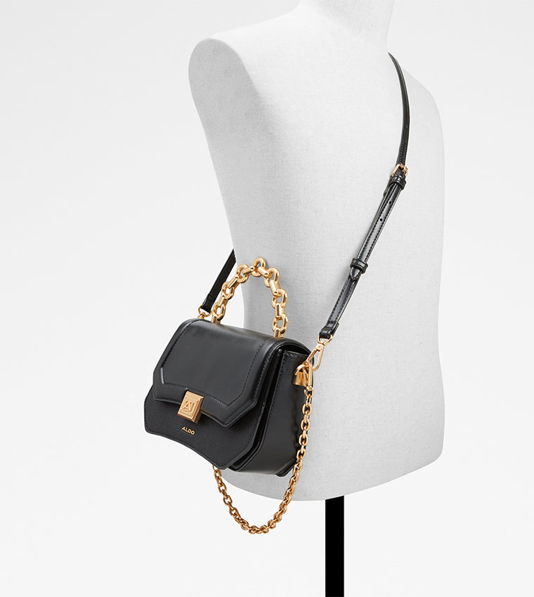 ALDO AMABELLA CHAIN ACCENT TOP HANDLE BAG (BLACK)