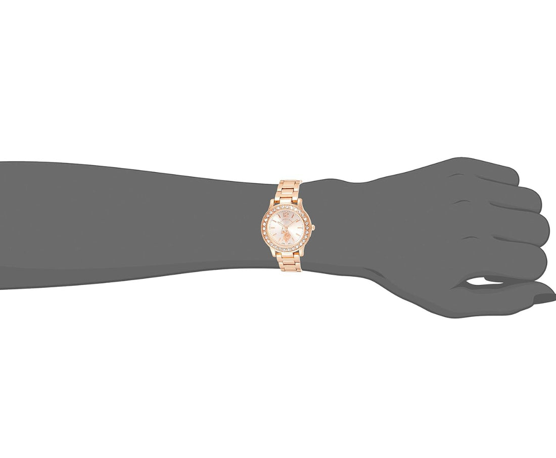 U.S. Polo Assn. Women's Quartz Watch, Analog Display and Gold Plated Strap