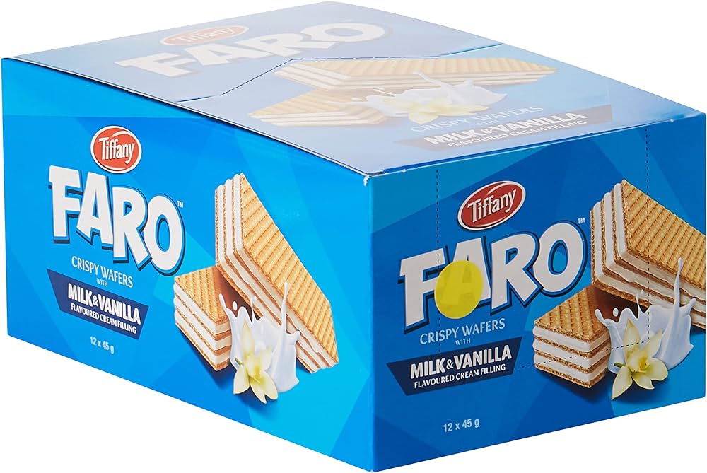 Tiffany, Faro, Crispy Wafers with Milk & Vanilla Flavoured Cream Filling, 12 x 40g