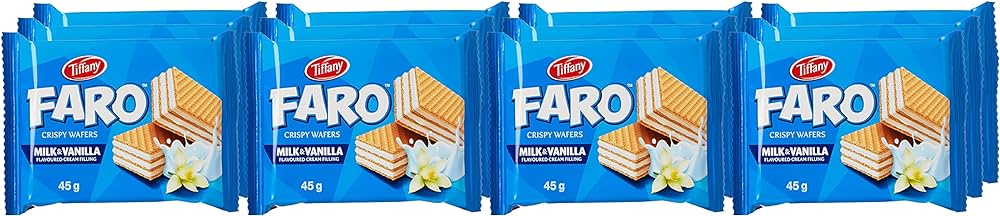 Tiffany, Faro, Crispy Wafers with Milk & Vanilla Flavoured Cream Filling, 12 x 40g