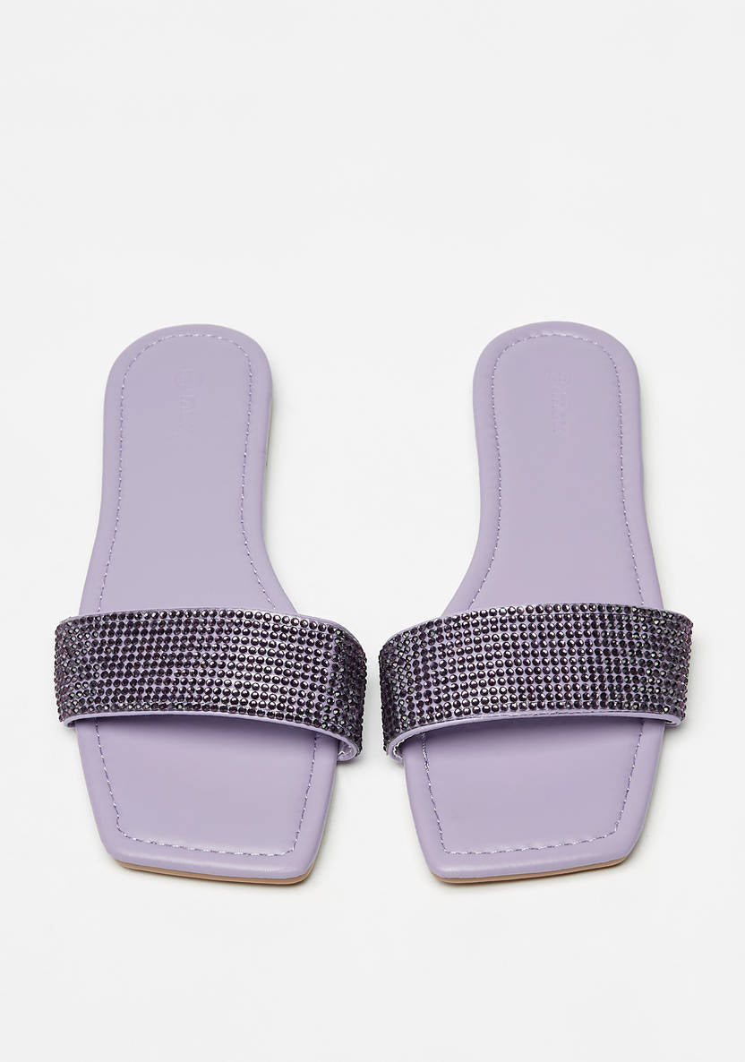 MAX FASHION Embellished Slip-On Sandals