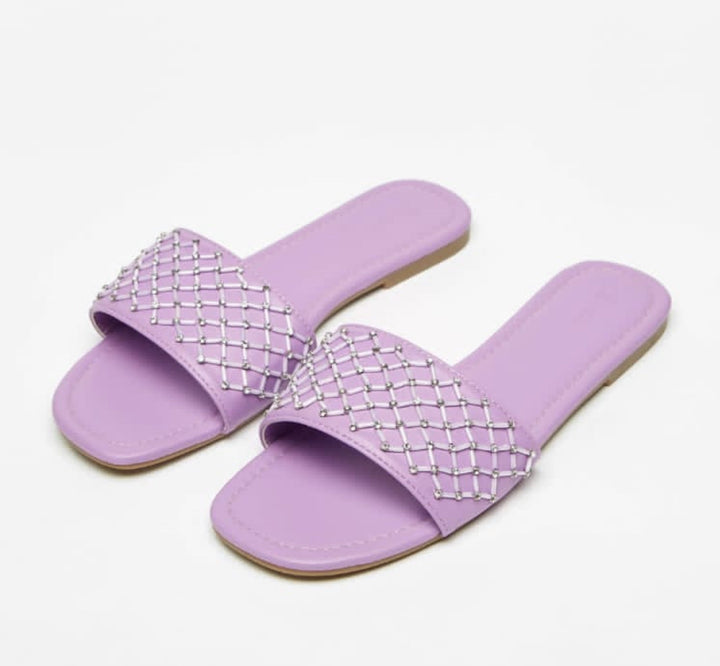 MAX FASHION Embellished Open Toe flats