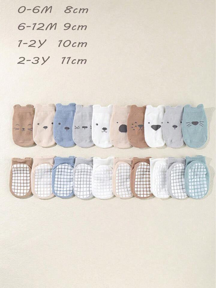 Shein 10pairs Baby Cartoon Graphic Cute Antislip Socks For Daily Life