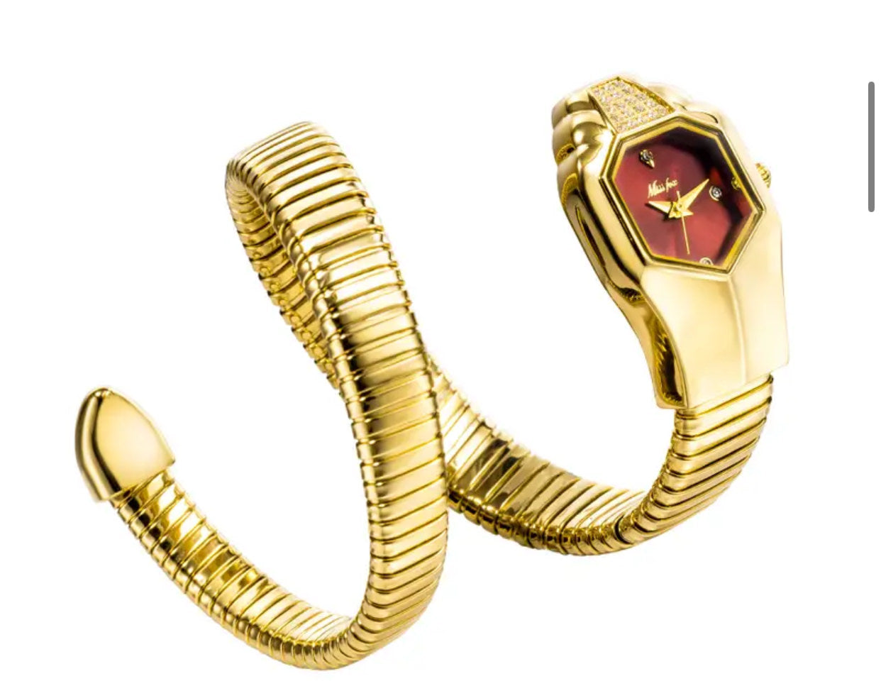 SHEIN FULL GOLDEN SNAKE WATCH (red dial)