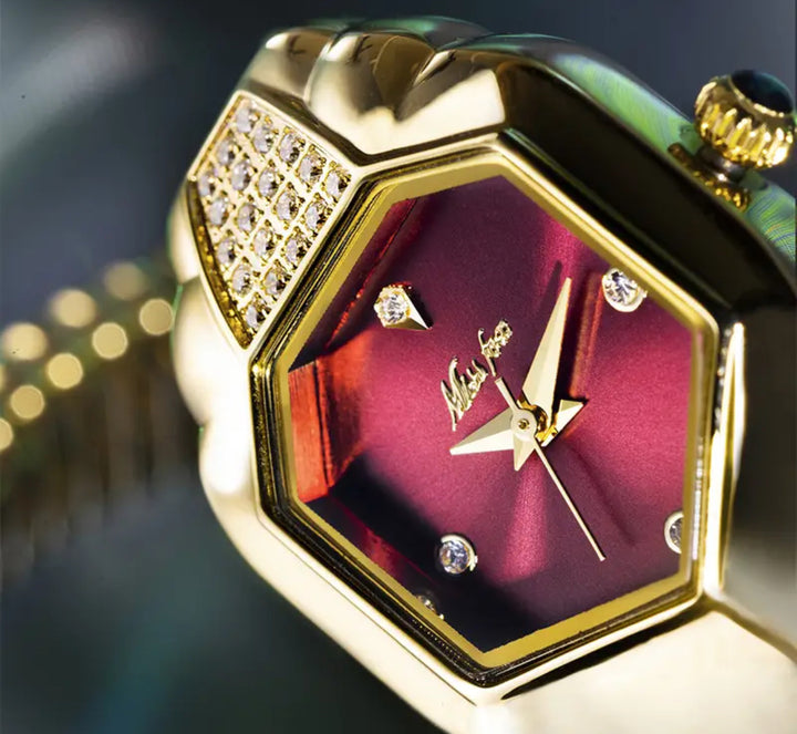 SHEIN FULL GOLDEN SNAKE WATCH (red dial)