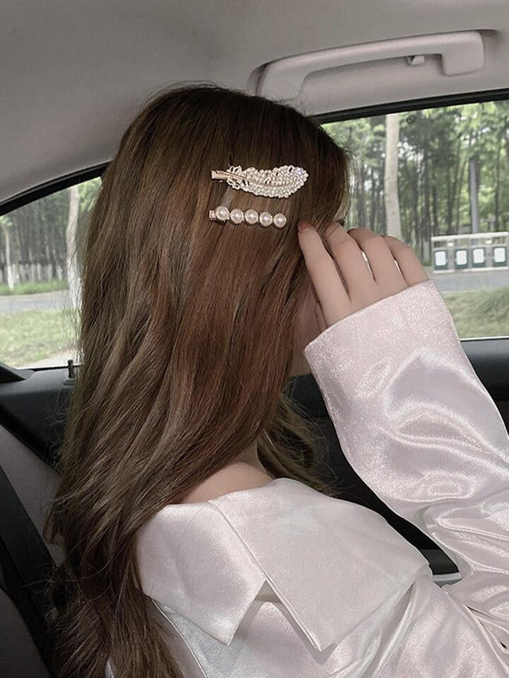 Shein 6pcs Women/kids Rhinestone & Faux Pearl Decor Fashionable Hair Clip for Hair Decoration