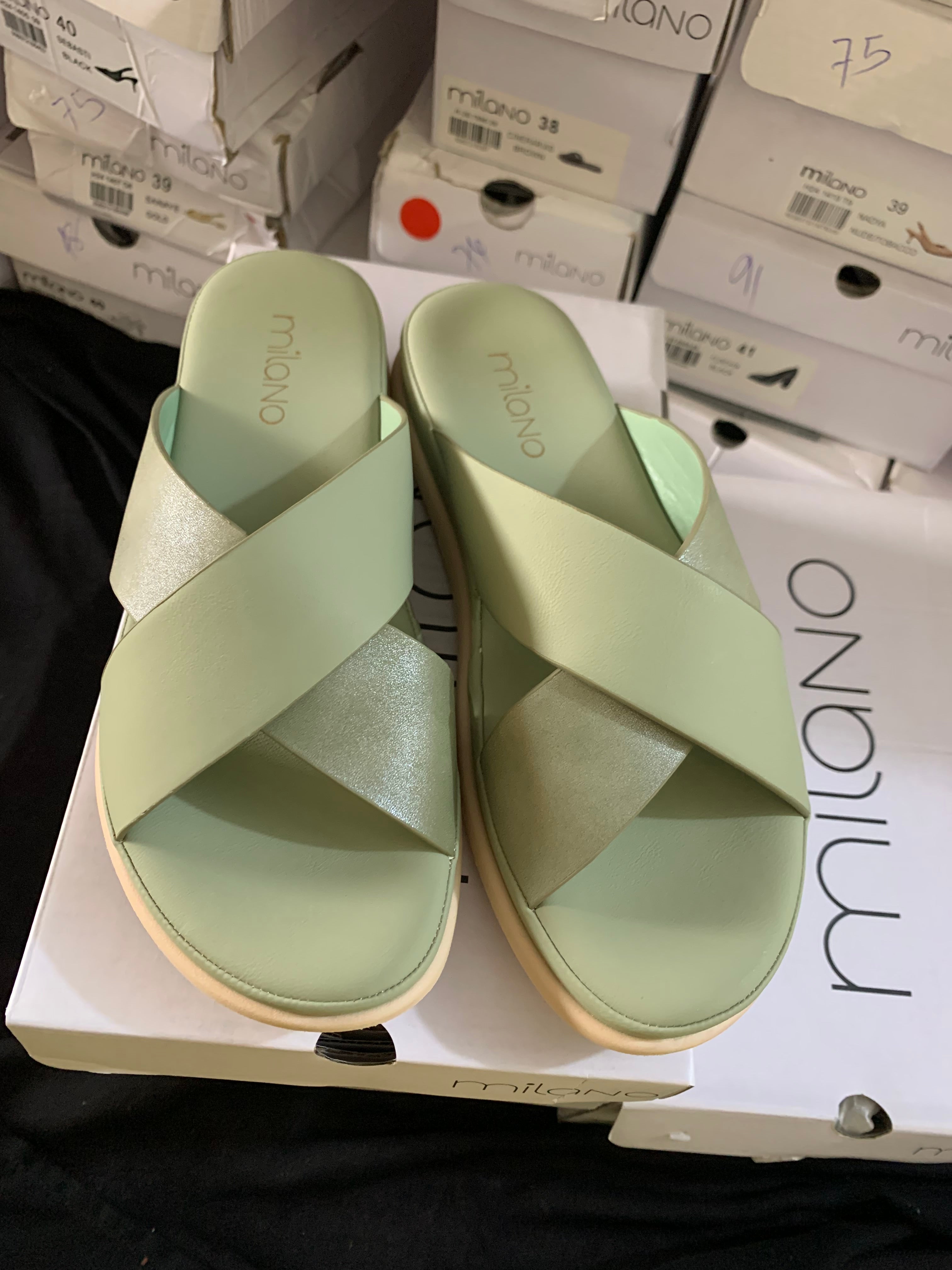 MILANO MINT/lime COMFORTABLE FLATS