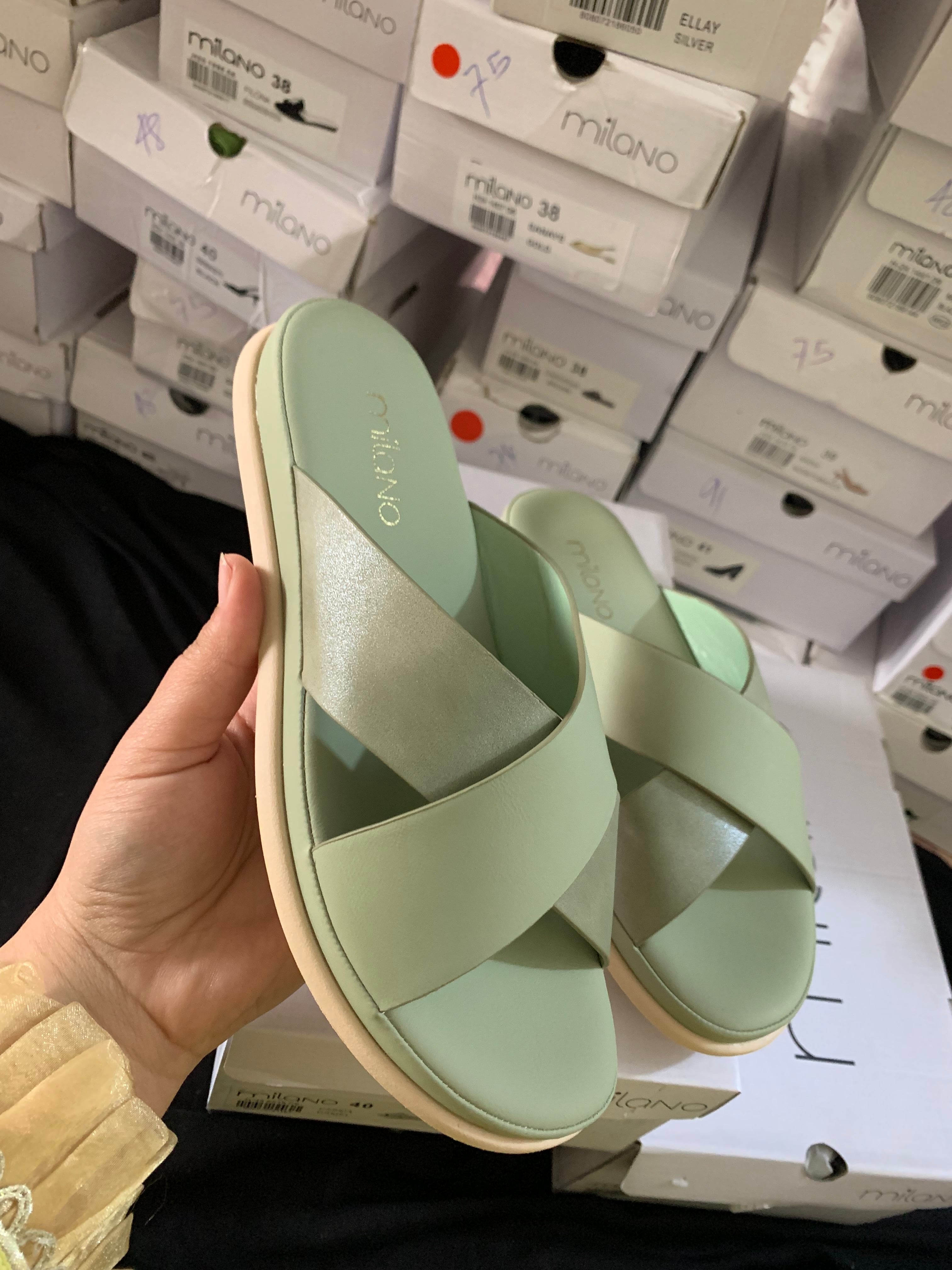 MILANO MINT/lime COMFORTABLE FLATS